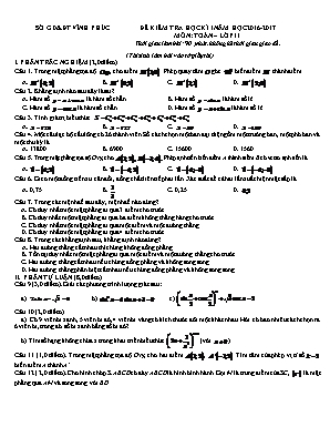 Tổng hợp 10 Đề thi học kỳ 1 Toán lớp 11 (Có đáp án)